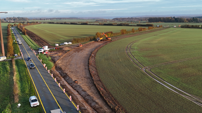 Travaux de dévoiement de la RD1 et création d’un giratoire à Val d’Orger