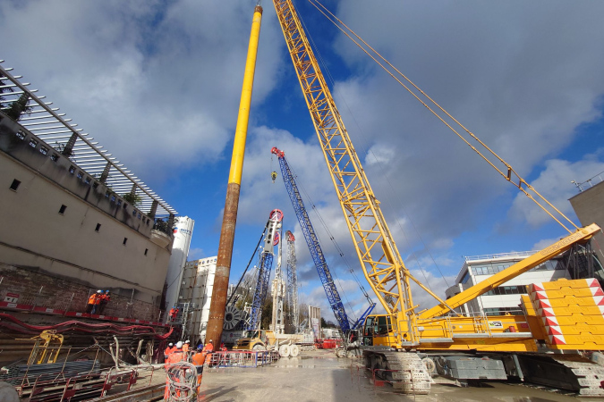 Bétonnage des panneaux en Y de la gare Saint‑Cloud - Ligne 15 (92)