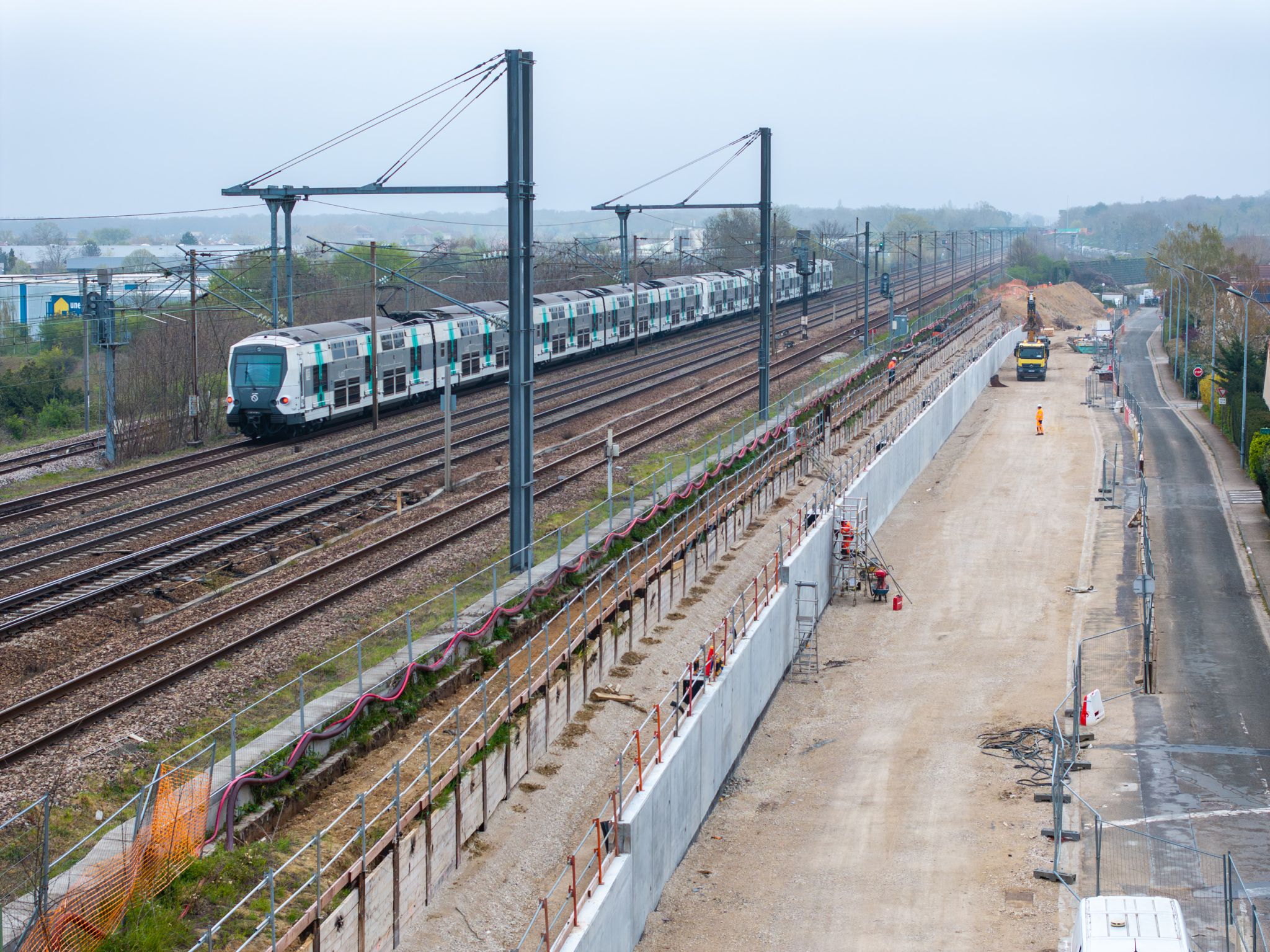 Construction du Mur Bolland du tramway T13 à Poissy 5