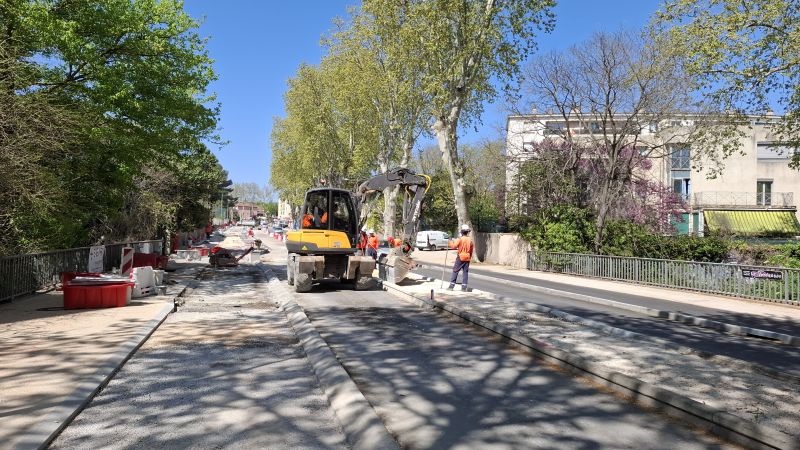 Aménagements cyclables et piétons entre l’avenue Charles Flahault et la route de Ganges à Montpellier
